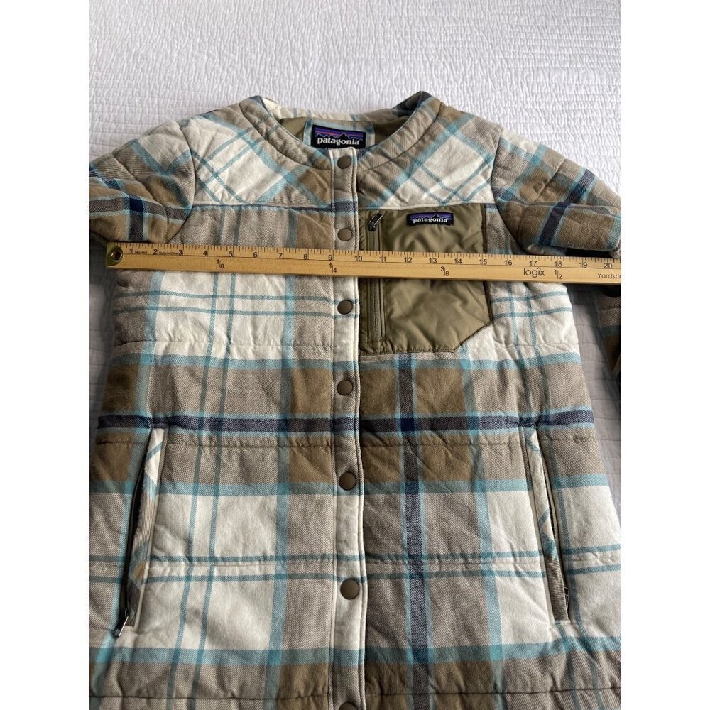 Patagonia Womens SZ S Heywood Plaid Jacket Insulated Quilted Cream Blue Rare! - Picture 11 of 12